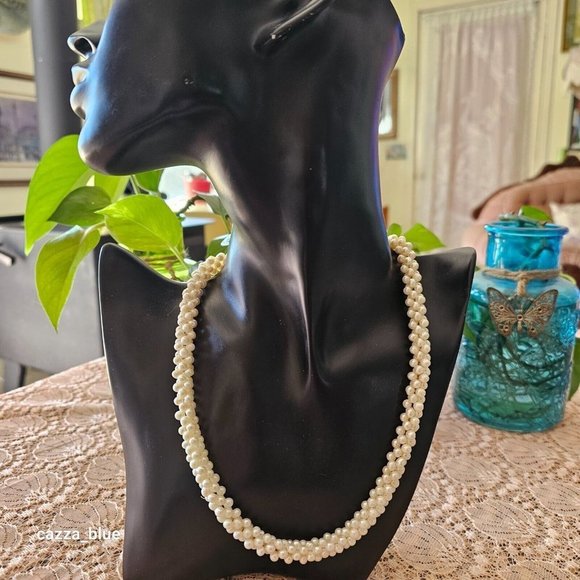 SOLD - Cultured Saltwater Japanese Akoya Handcrafted Cluster Pearl Necklace - Picture 3 of 9